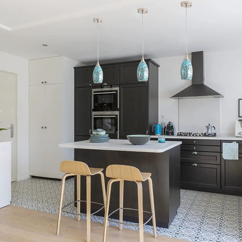Kitchen Island Pendant Light Dope Modern Edison Hanging Fixture With Handcrafted Art Glass Shade in kitchen setting
