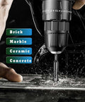 JOERIC 10pc masonry drill bit set with black storage case; front view shows brick, marble, ceramic, concrete bits