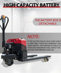 Heavy Duty Electric Pallet Jack 6600 Lb Capacity Warehouse Material Handler with detachable battery for efficient use.