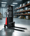 Heavy Duty Semi Electric Pallet Stacker Brings Built Different Capacity To Your Warehouse 48V Battery Powers smooth operation for lifting cargo