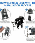 Installation guide for Heavy Duty RV Clothes Drying Rack With Four Telescoping Sections and heavy clamps.