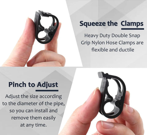 Person demonstrating how to use a Six Pack Adjustable Plastic Tubing Clamp 0.236 To 0.472 Inch 6 To 12 mm Flow Control Hose Clamp.