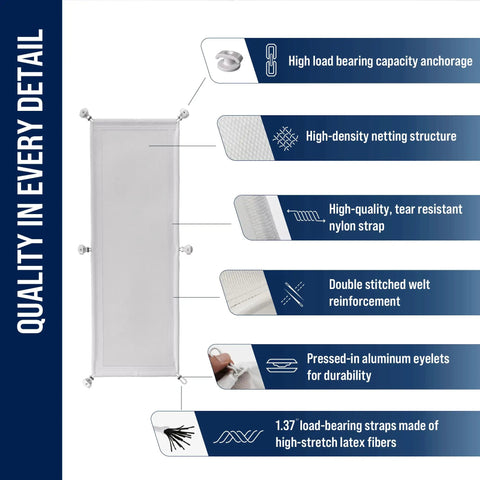 Detailed view of features for Under Desk Cable Management Net Flexible Wire Organizer Tray White with quality details and specs.