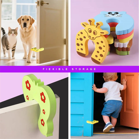 7 Pack Kid Safe Baby Proofing Door Stoppers With Cartoon Animal Corner Protectors Soft Foam Cushions And Finger Guards For Toddlers Prevent Pinched Fingers And Doors From Locking In Rooms