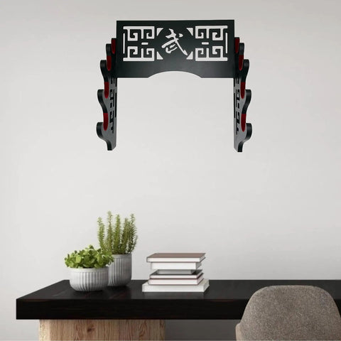 Sword Wall Mount Katana Holder Display Stand Dope Gift For Full Tang Katana Japanese Sword with red velvet pad on wall