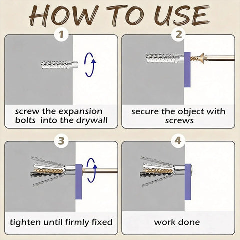 How to use Tree Shaped Steel Hollow Wall Anchors With Screws M6 And M8 Expansion Drywall Anchors For Loose Hinges And Heavy Duty Mounts 70 Piece Kit Delivers Rock Solid Long Lasting Fixes