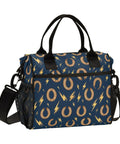 Horseshoe Lightning Bolt Insulated Lunch Box Bag Black Grab And Go Two Size Options Medium And Small Built To Last Nylon Exterior Pearl Cotton Insulation Spacious Cooler with shoulder strap