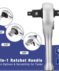 Close-up of 3-in-1 ratchet handle for 22 Piece Socket Set With Three In One Ratchet Handle Pro Grade One Quarter Inch Drive