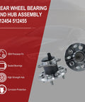 Rear Wheel Bearing And Hub Assembly With Abs For Toyota Camry 2012 2017 And Toyota Avalon 2013 2018 Direct Fit Replacement