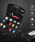Cooling System Radiator Coolant Pressure Leak Tester Manual Hand Pump Gauge 14 Piece set in a portable black case.