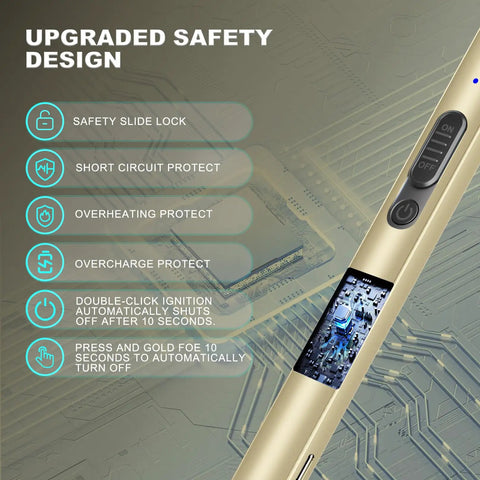 Upgraded USB C Rechargeable Flameless Plasma Arc Lighter With LED Display Windproof Candle Lighter safety features close-up
