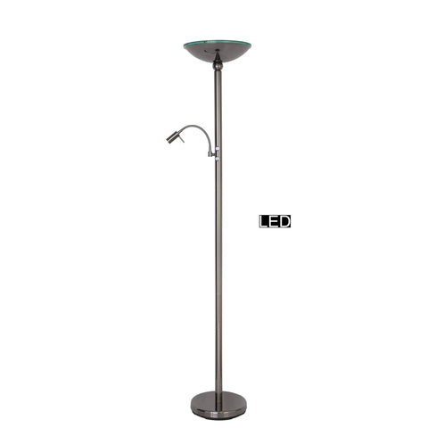Saturn II 36W LED Torchiere Floor Lamp With Reading Light, Ocean-Blue Diffuser Ring Delivers Dope Bright, Even Light And Real Energy Savings