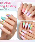 Pastel Gel Nail Polish Set 12pcs Vegan Cruelty Free Soak Off UV LED Cure Nail Art Kit with assorted pastel designs
