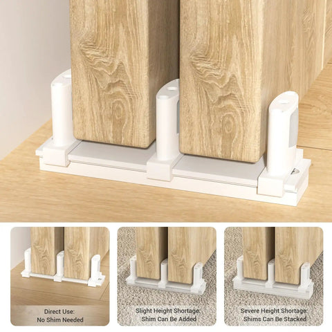 Sliding Closet Door Floor Guide With Riser Plate White Finish DIY Friendly Adjustable Bypass Guide Upgraded Three Roller Design