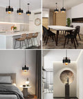 Matte Black Pendant Lights For Kitchen Island 7 Inch Adjustable Mini Glass Hanging Lights in kitchen, dining, bedroom, hallway