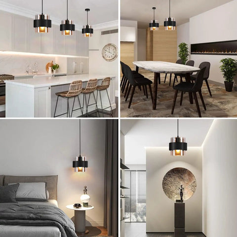 Matte Black Pendant Lights For Kitchen Island 7 Inch Adjustable Mini Glass Hanging Lights in kitchen, dining, bedroom, hallway