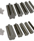 Five Petal Flower Disc Cutter Set Of Ten For Jewelry Making And Metalworking, 5mm To 16mm Diameter, showing punches and discs