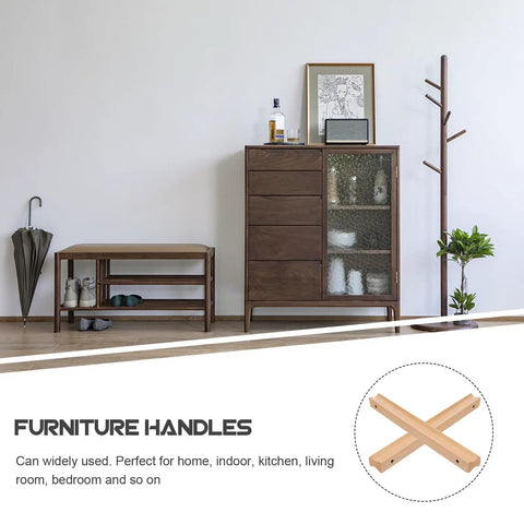 Solid Wood Cabinet Handles Set Of 2 For Drawers Wardrobe Doors And Kitchen Cupboards Built To Last Furniture Hardware With 192mm Center To Center Easy To Install Classic Rustic Farmhouse Style, displayed with rustic furniture in a living room setting.