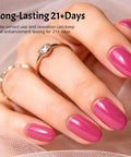 Manicured nails with pink polish, showcasing 36Pcs Gel Nail Polish Kit With 32 Classic Colors And 4 Essential Addons Base Coat No Wipe