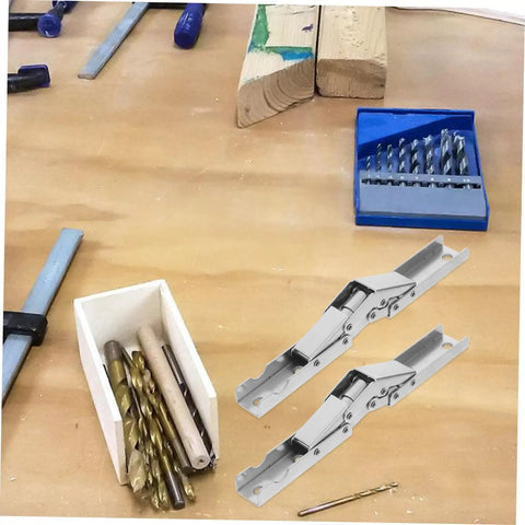 DIY setup with 4 Pack 90 Degree Folding Cabinet Door Hinges For Corner Cabinets, Hidden Soft Close Brackets on wooden table.