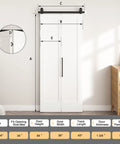 Image showing 36 By 84 Inch Bifold Barn Door Single Panel Primed White, dimensions and use for closet organizer.