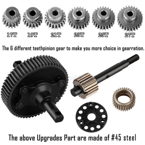 Beefed-Up 48-Pitch Spur Gear Set for 1/10 Scale RC Cars with 76T, 83T, 86T and 90T Gears and 17T, 19T, 21T, 23T, 25T, 27T Pinions