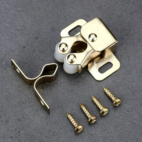 Six Pack Metal Ball Catch Cabinet Latches With Spring Double Roller Catchers For Closet And Wardrobe Doors Gold Finish Door Catches