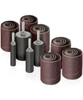Sanding Drum And Sleeve Set For Drills And Drill Presses, showing rubber drums and sanding sleeves, 28 Pc Kit For Woodworking Projects