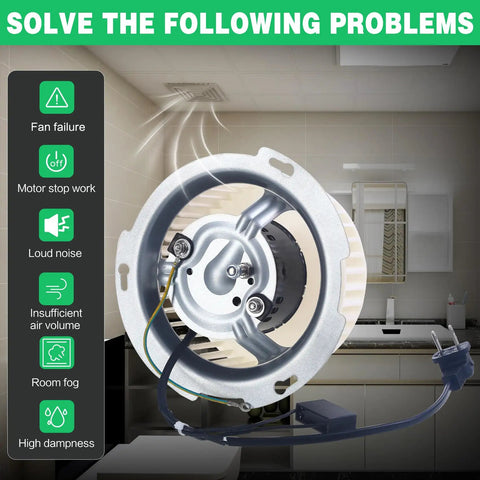 Upgraded 8832NA Blower Motor 100CFM Replacement For 8832N Series Exhaust Fans viewed in kitchen setting