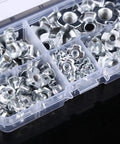 90Pcs Carbon Steel T Nuts Set With Zinc Plated Four Pronged Tee Nuts For Wood Furniture Blind Insert Kit For Woodworking And DIY Projects Anti Rotation Design Keeps Bolts Tight And Spinning Free in storage box