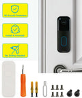 No Drill Adhesive Doorbell Mount With Metal Anti Theft Backplate For Video Doorbell Gen 1 And Gen 2 installed on door