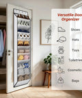 Over The Door 10 Tier White Hanging Shoe Organizer With Deep Pockets Holds 20 To 30 Pairs For Sneakers And Boots Durable Nonwoven Fabric