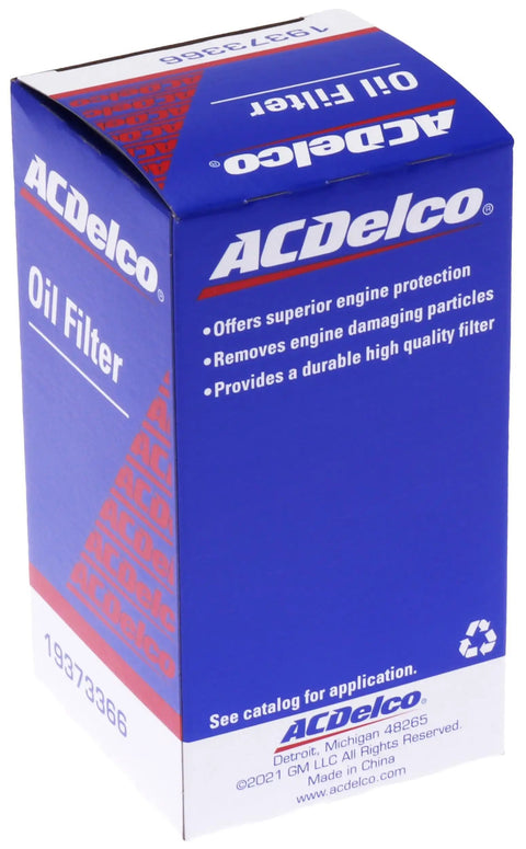Box of ACDelco Oil Filter PF2263G for GM, showing packaging with focus keyword: Engine Oil Filter And Cap Seal O Ring PF2263G For GM Rides Use With Cap Marked UFI 25195785 Replacement Part That Keeps Debris Out Of Bearings And Hydraulic System