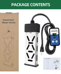 Package contents of 1800W Immersion Water Heater With Thermostat, Submersible Electric Heater For Buckets Tubs And Mini Pools.