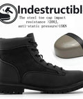 Sturdy Steel Toe Work Boots For Men And Women, Heat Resistant And Indestructible Safety Shoes For Construction And Outdoors, side view.