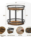 Wooden Ten Inch Lazy Susan Spice Rack Organizer Two Tier with metal frame and premium wooden board, fits cabinet and countertop.