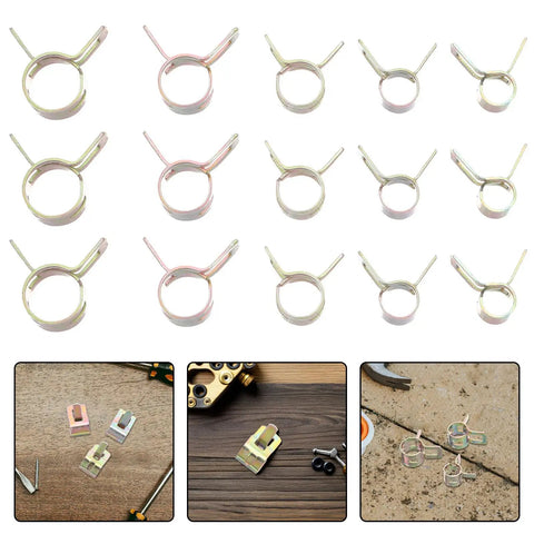 Vaguelly Spring Clamp Kit Galvanized Zinc 100pcs Assorted Inner Diameters 5mm-9mm Secure Pipe Hose Locks For Cars Home Repair Preventing Coolant Fuel Leaks Durable Anti Rust Clamping Power spring hose clamps in assorted sizes