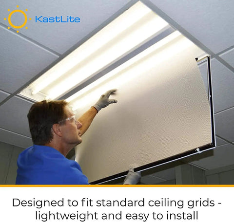 Installing Built Tough Polycarbonate Prismatic Lighting Panel For Fluorescent Overhead Fixtures, clear lens, 22.25x46.25 inch