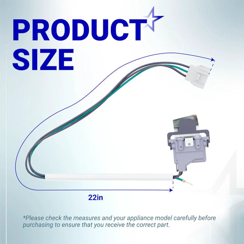 Ultra Durable Washer Lid Switch For 3949238 Fits Whirlpool And Kenmore Washers, showing product size of 22 inches with wiring
