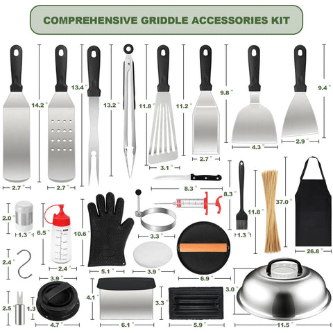 237 Pcs Griddle Accessories Kit For Flat Top Grills The Ultimate Outdoor BBQ Tool Set With spatulas, scraper, tongs, and more.