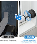 Comparison of standard security bars with scratches vs Heavy Duty Adjustable Window Security Bars Fit Sliding Or Vertical Frames Lock Your Spot Tight While Pulling In Fresh Air White Set Of Two No Hassle Anti Theft Window Jam Blocks with rubber feet