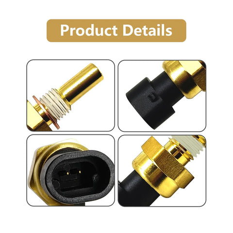 Icyhaws engine coolant temperature sensor; brass body with black plastic connector for GM Sierra/Silverado/Tahoe