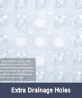 Square Shower Mat And Bathtub Grip Clear Non Slip Tub Floor Cover With Heavy Suction Nubs Locks You Down So You Can Chill Out Stress Free In Any Home Space with visible drainage holes and water droplets.