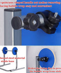Close-up of Adjustable Shipping Station Stand Tabletop Bubble Wrap Dispenser Metal, featuring quincunx handle for easy bubble wrap replacement.
