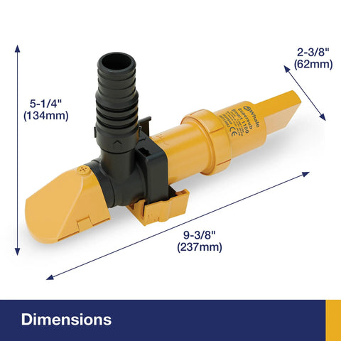 Supersub Smart 1100 Bilge Pump For Freshwater And Saltwater, 12V DC No-Fuss Automatic Operation, 1050 GPH Open Flow, dimensions shown