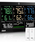 Weather Station With 3 Wireless Indoor Outdoor Sensors Color LCD Display Digital Thermometer And Humidity Monitor