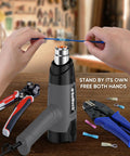 Heavy Duty 1500W Heat Gun Workhorse With Variable Temperature Control 120F To 1200F Dual Airflow Settings on workbench