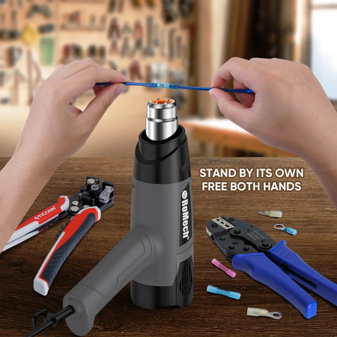 Heavy Duty 1500W Heat Gun Workhorse With Variable Temperature Control 120F To 1200F Dual Airflow Settings on workbench