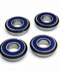 Four wheel bearings from the Beefed Up Stainless Steel Axle And Front Wheel Bearing Rebuild Kit For CZT Elite Maverick Revolt Stand-On ZT Avenger ZT Elite Mowers 022-7009-00 025-5202-00 Built For Tough Long-Lasting Performance on display