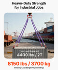 Two Pack Two Leg Lifting Slings With Hooks, 4400 Lb Capacity Heavy Duty Polyester Rigging Straps, lifting a shipping container